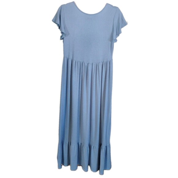 Anthropologie See You Monday‎ Womens Blue Maxi Dress - Size L - Ruffle Sleeve - Picture 2 of 5